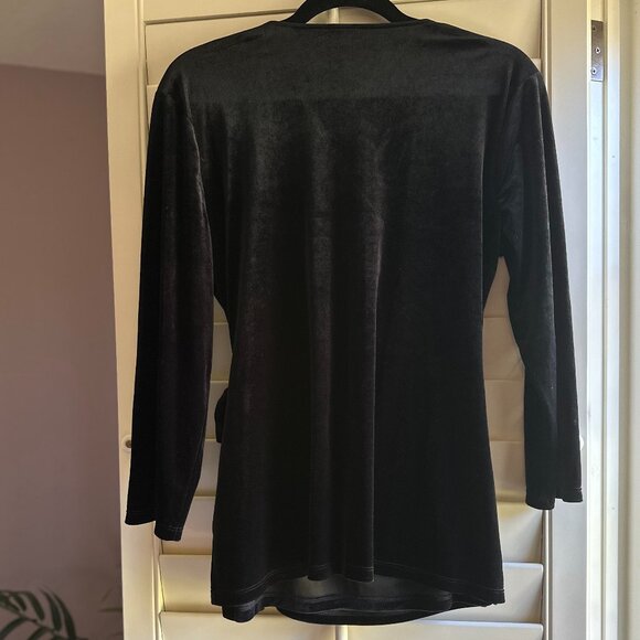 Anne Klein Velvet Wrap 3/4 Sleeve Blouse Women's XL - Black - Picture 5 of 6